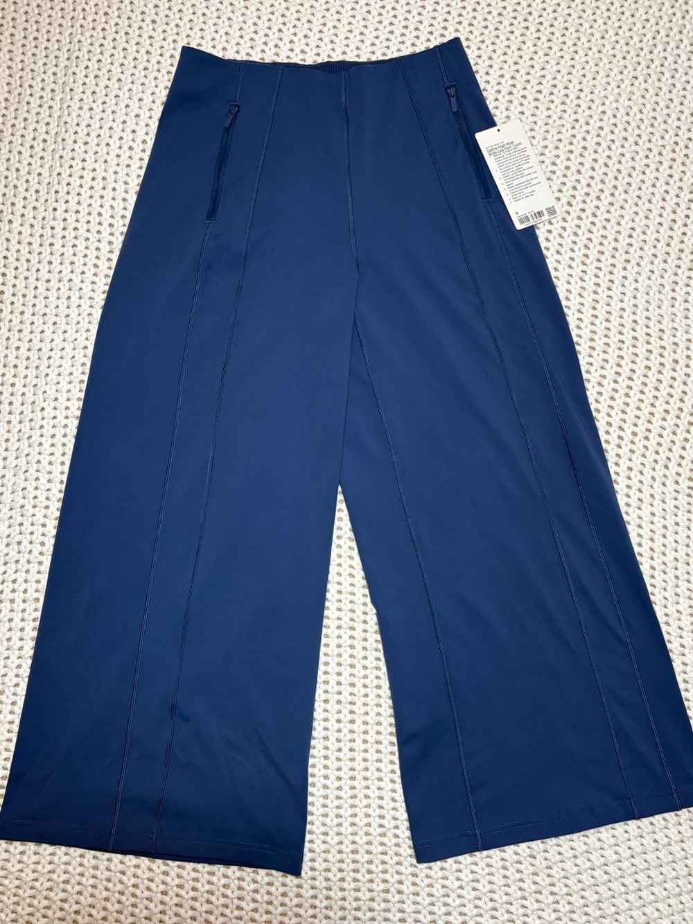lululemon blue twill define high rise wide leg pant luon size m *hemmed